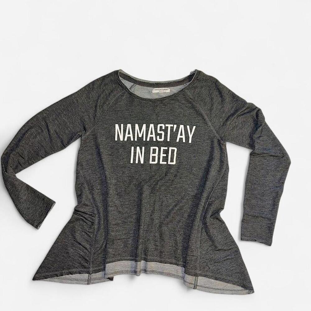 Grayson Threads Charcoal Gray "Namast'ay In Bed" Graphic Pullover - S